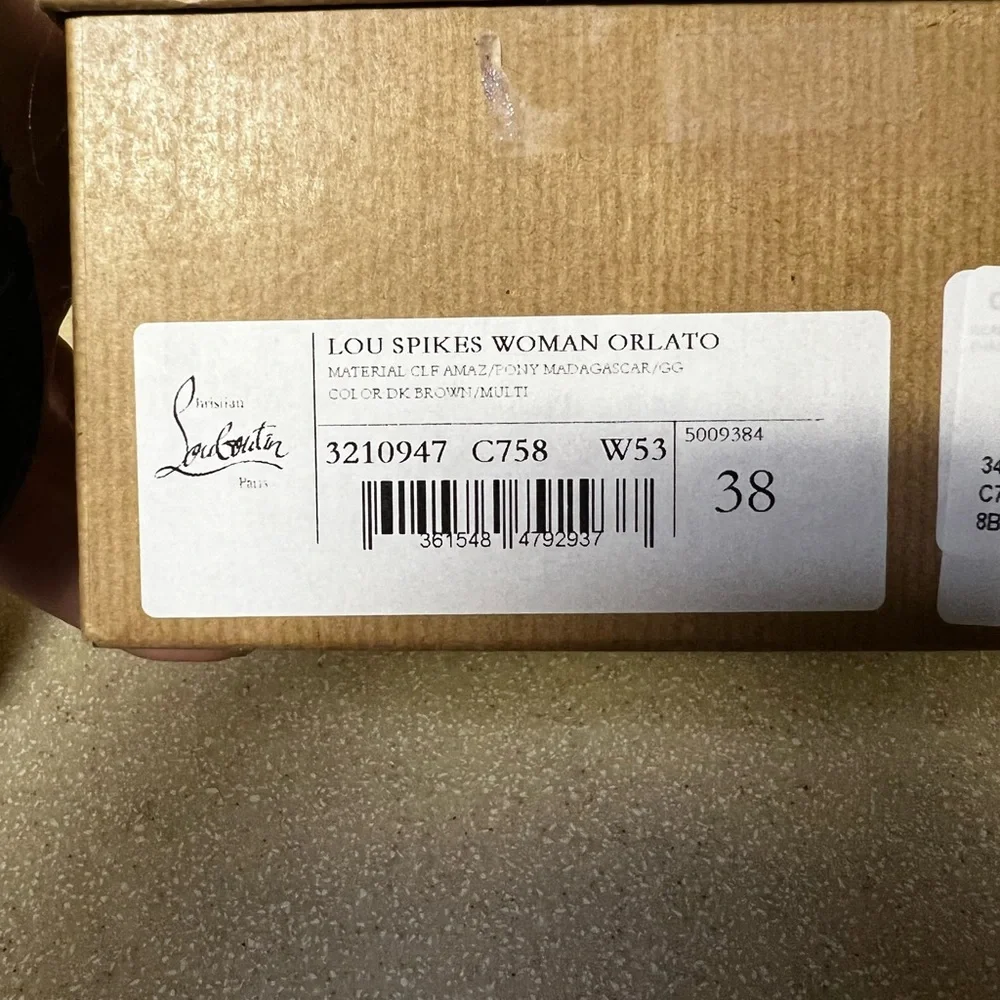 Christian Louboutin Lou Spikes Orlato Sneaker Dark Brown Multi 38 / 8 - Picture 10 of 10